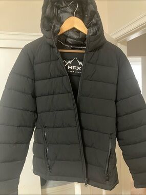 HFX Men’s Black Hooded Puffer Jacket